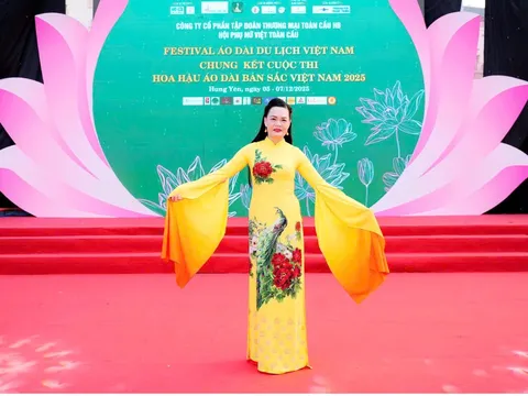 Hoa hậu nhân ái Đậu Hằng Nga lan tỏa giá trị văn hóa áo dài tại Hoa hậu Áo dài Bản sắc Việt Nam 2025