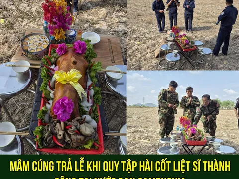 Trang nghiêm nghi lễ “trả lễ” khi quy tập hài cốt liệt sĩ tại nước bạn Campuchia